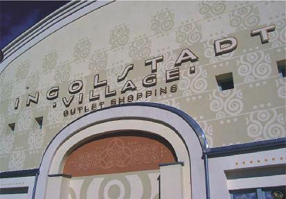 Entrance sign to Ingolstadt village outlet shopping