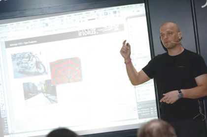 Presentation being delivered with a projector display.