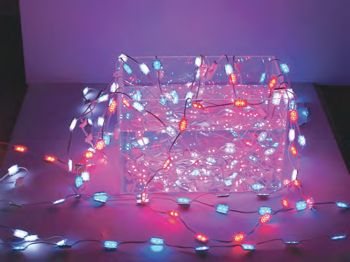 Submerged LEDs in a fish tank.