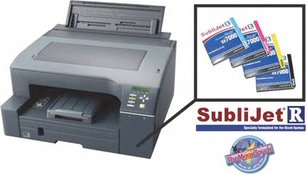 The Ricoh GX7000 printer with a full set of “high yield” SubliJet-R cartridges