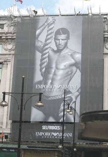 David Beckam on a huge banner.