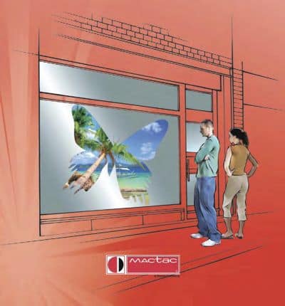 Amari rear projection film in a shop window display