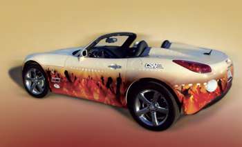 Scotchcal IJ170Cv3 Series is a short to medium term removable graphic film. Scotchcal IJ170Cv3, short to medium term removable graphic film applied to a sports car.