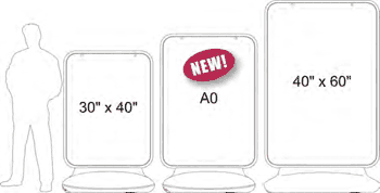 Diagram showing the sizes available in the Signwaves Sentinel forecourt sign.