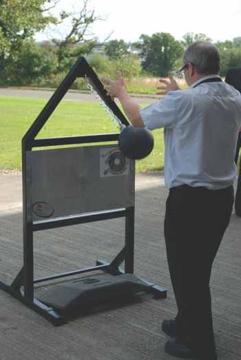 Bowling ball being dropped onto aluminium sheets held together with 4941 VHB tape.