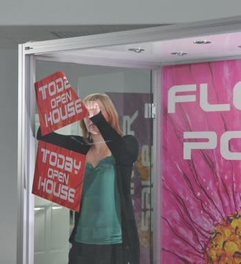 Seal Print Mount Window being applied to a window.