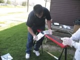 Rub bag over hard surface to mix