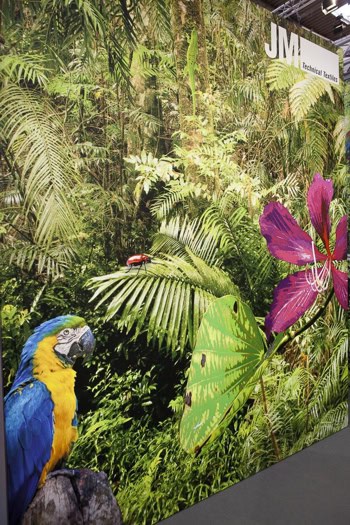 Textile showing brightly coloured picture