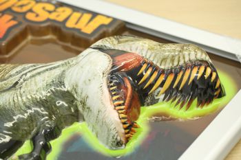 A thermoformed dinosaur product