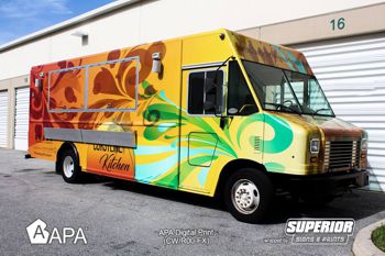 Brightly coloured van