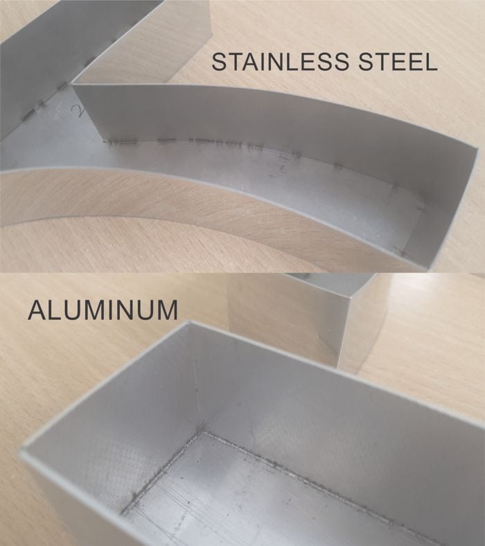 Welded aluminium and stainless steel