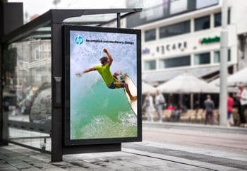 bus stop billboard mockup vinyl displayed