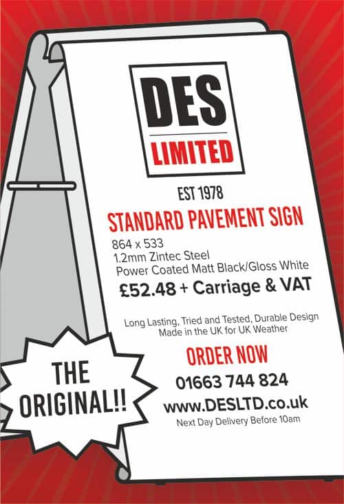 A Board sign promoting prices of manufacturing these boards.