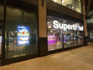 IMG 8134 Woking Superbowl unveils high-impact window displays with ultra-bright digital screens