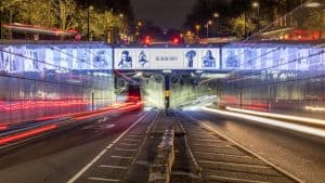 Burberry advert at The Knightsbridge BackLite UK unveils its newest addition to Landmark Series