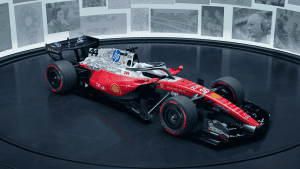 Scuderia Ferrari HP SF 26 Austin Livery HP Latex Above View HP technology shapes Scuderia Ferrari HP's Austin livery